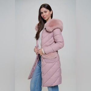 NWT QUILTED PINK LONG PUFFER